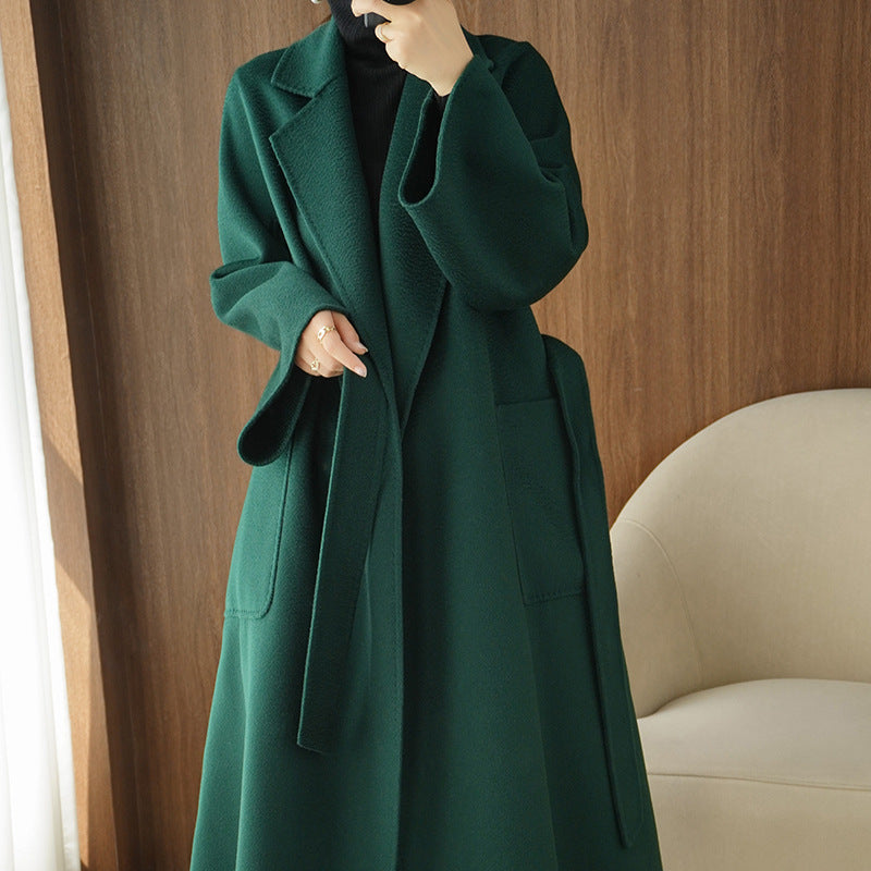 Cashmere loose double-sided coat for women