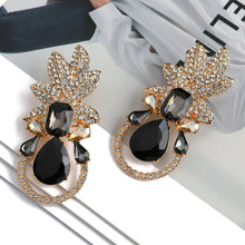 Load image into Gallery viewer, Leaves full of diamonds and colorful crystal personalized earrings

