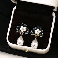 Load image into Gallery viewer, French retro blue petal earrings with a high-end feel and niche water drop earrings
