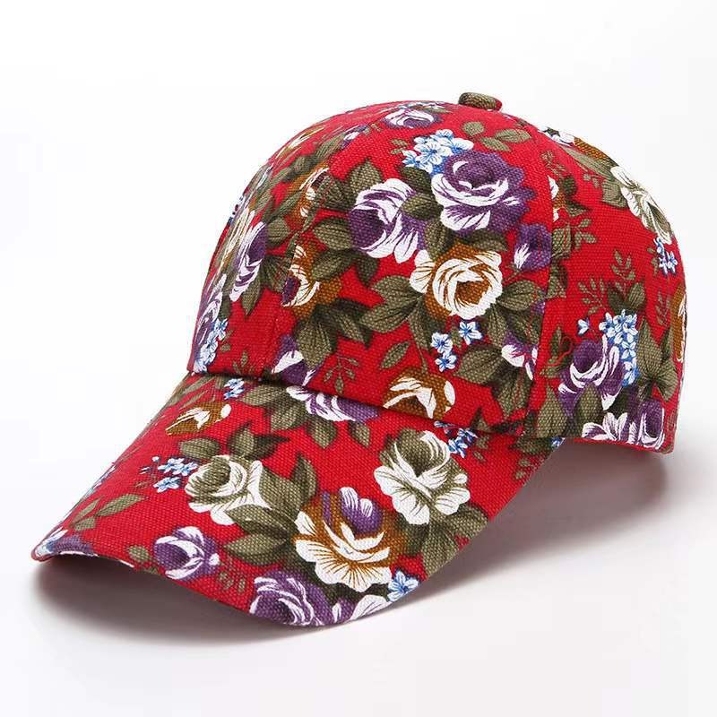 Small floral cloth peony cloth baseball cap cap duck bill hat