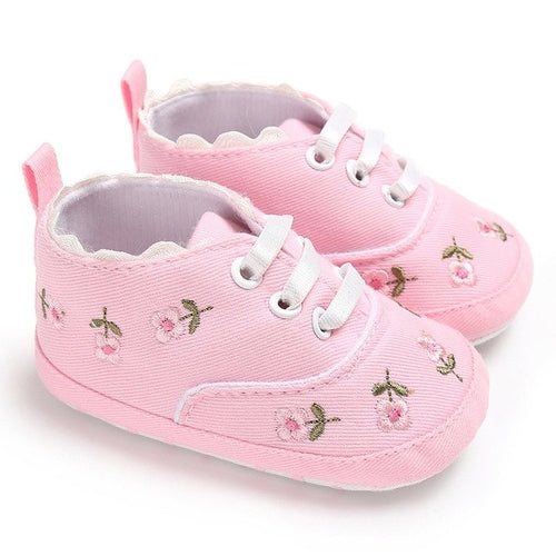 Newborn Infant Baby Girls shoes  Floral Crib Shoes