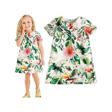 Load image into Gallery viewer, Occident Girls Flowers Short Sleeve A Word Dress
