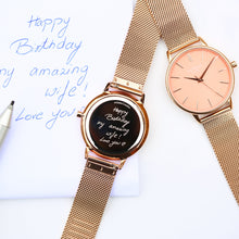 Load image into Gallery viewer, Ladies Architēct Coral - Handwriting Engraving + Rose Gold Mesh Strap
