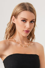 Load image into Gallery viewer, Hexagon Bead Necklace with Natural Pearls - HOUSE OF MAGNOLIAS CHAIN, FRESHWATER PEARL, GOLD
