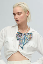 Load image into Gallery viewer, Mera Baroque Pearl &amp; Scarf Set-Blue - HOUSE OF MAGNOLIAS Hair, Outerwear
