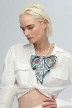 Load image into Gallery viewer, Mera Baroque Pearl &amp; Scarf Set-Blue - HOUSE OF MAGNOLIAS Hair, Outerwear
