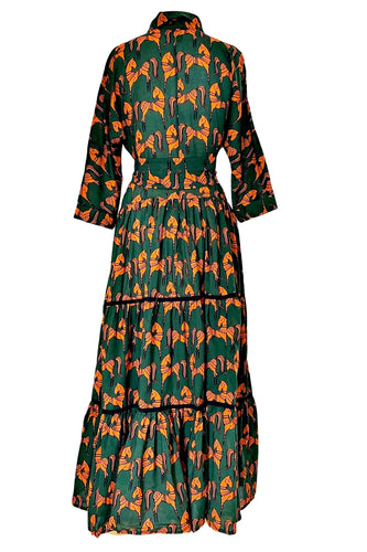 Tiered Shirtmaker Trojan Olive Dress - HOUSE OF MAGNOLIAS Cotton, green, Print, women's fashion
